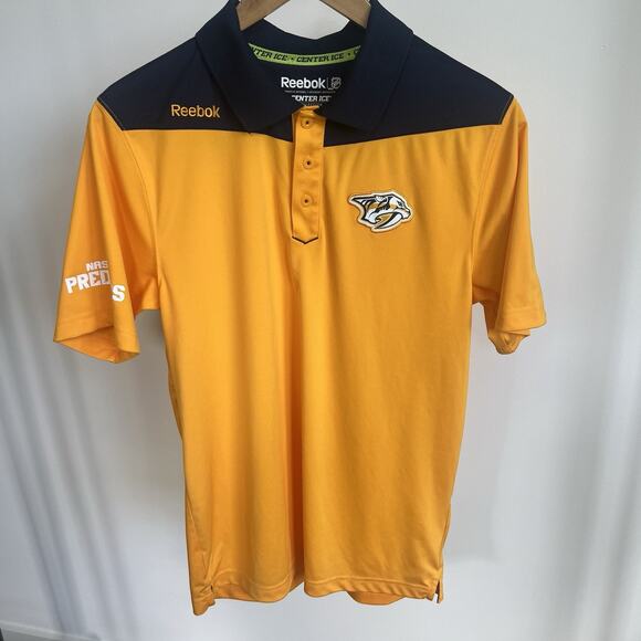 Reebok Nashville Predators Performance Polo Shirt Center Ice Mens Small Hockey - Picture 1 of 8